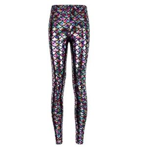 Metallic mermaid fish scale leggings